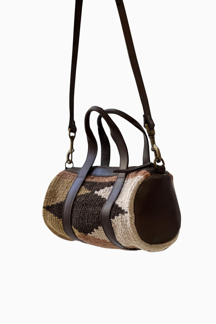 Hand Matters. Leather and tapestry bowling bag