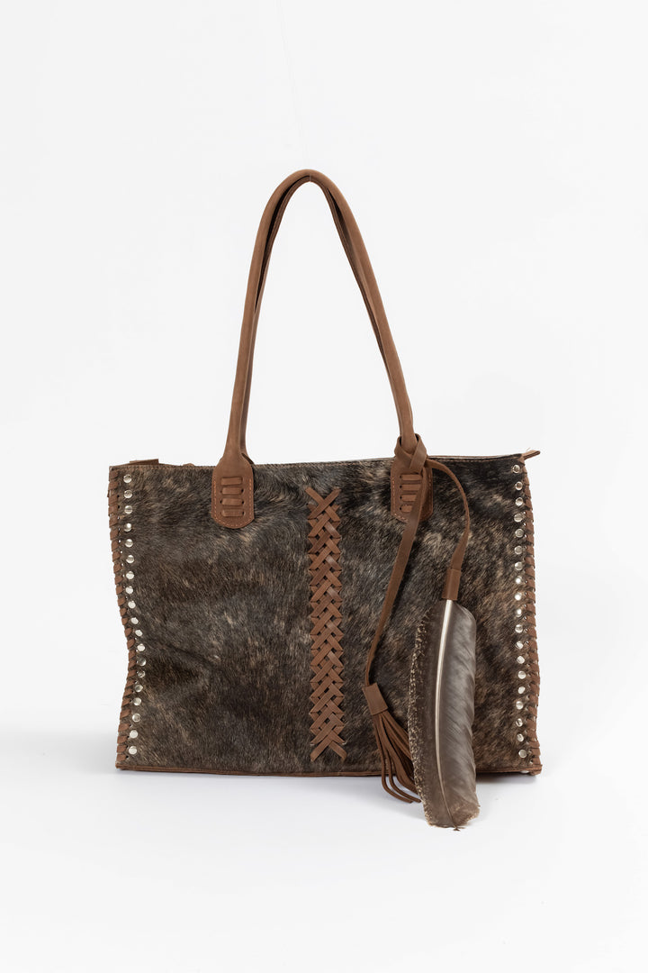 Hand Matters. Black and brown super chic feather handbag