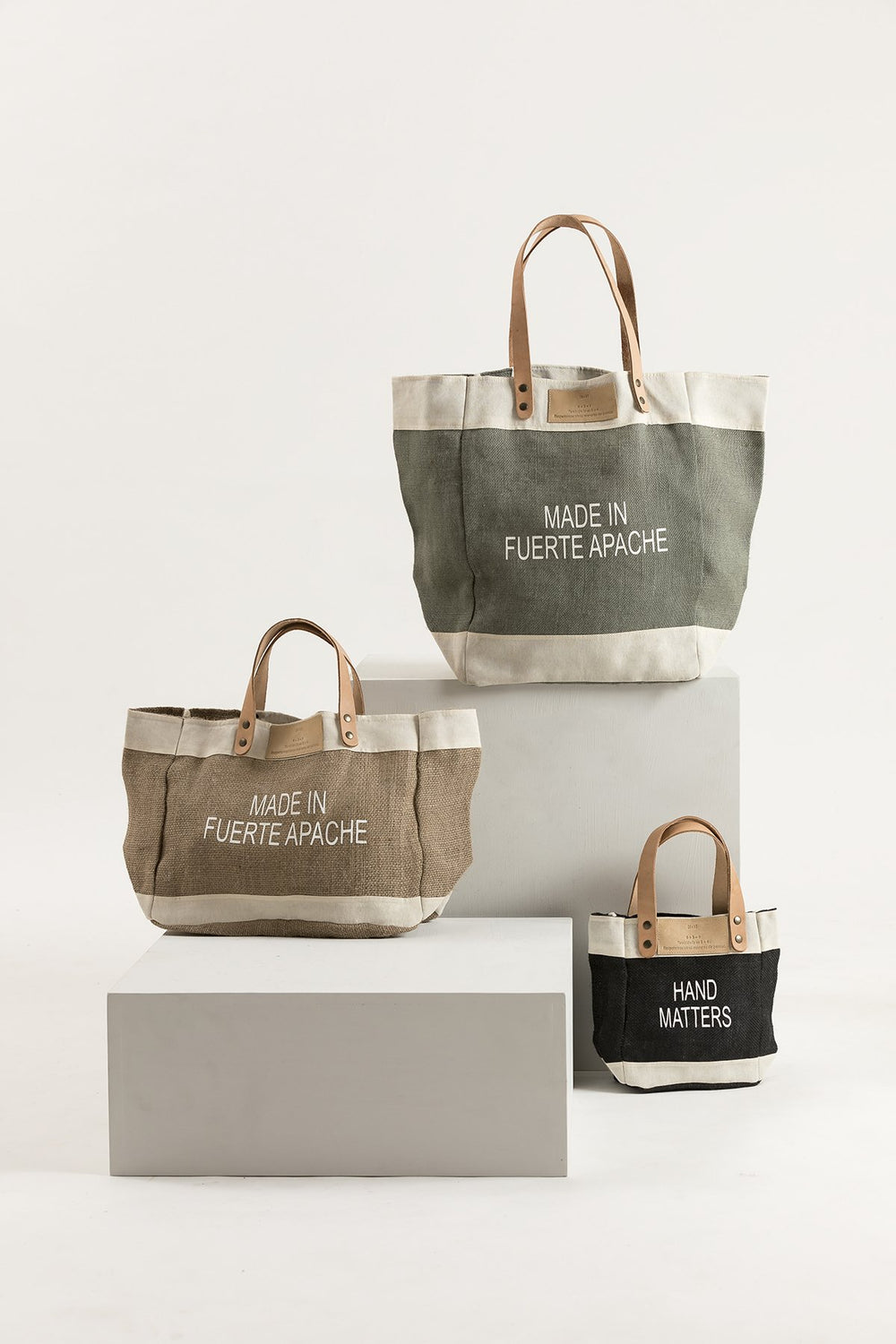 Hand Matters. Burlap Tote Bags in sizes and colors